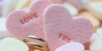 Wedding bands and candy hearts